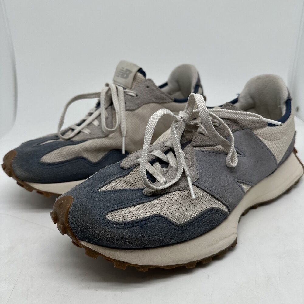 New Balance 327 Navy Blue Beige Suede Retro Low Running Shoes Sneakers Men Sz 10 - Picture 3 of 16